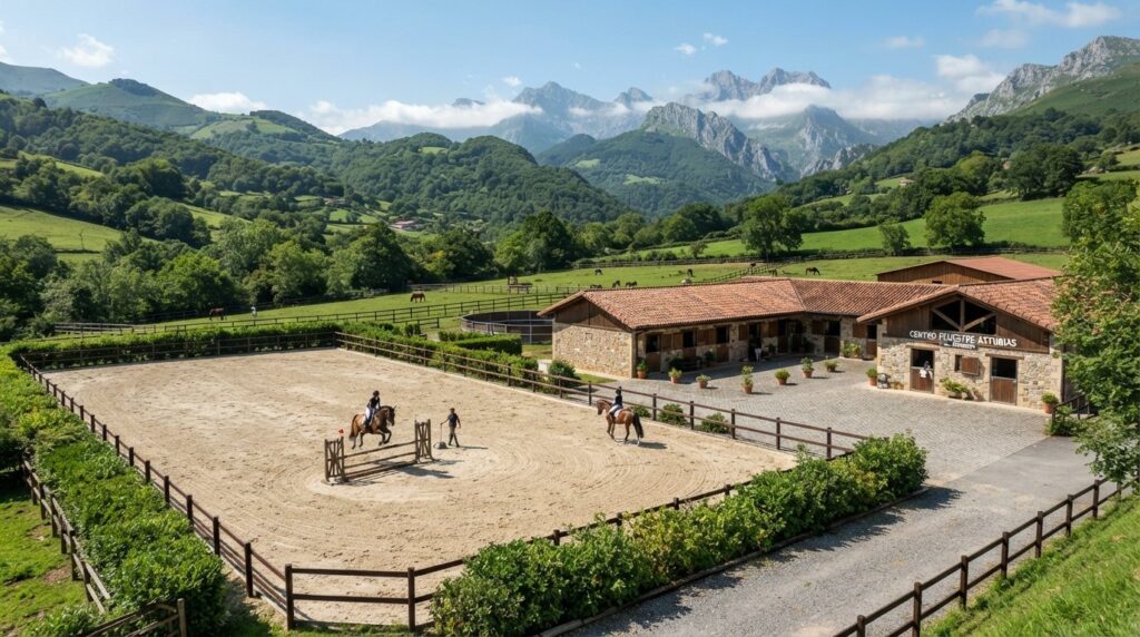 Pista de equitación de un centro ecuestre en Asturias